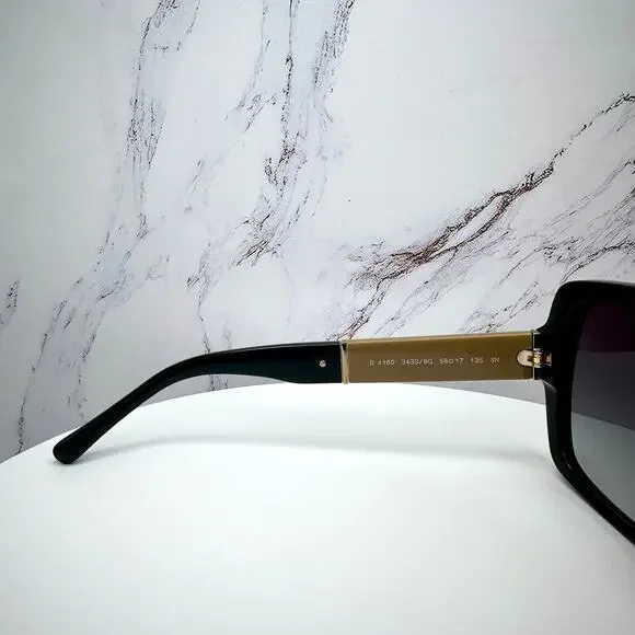 New Burberry Sunglasses Black Square Frames Checkered Arms Gradient BURBERRY - Picture 10 of 16